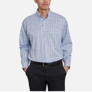 NEW Kirkland Signature Mens 16x32/33 Traditional Fit Non-Iron Dress Shirt Blue